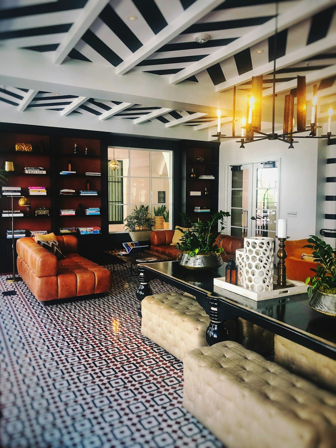 celebrity living room with plants